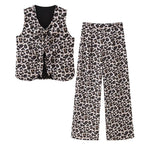 Women's Spring Women's Street Animal Pattern Vest Pants Suit