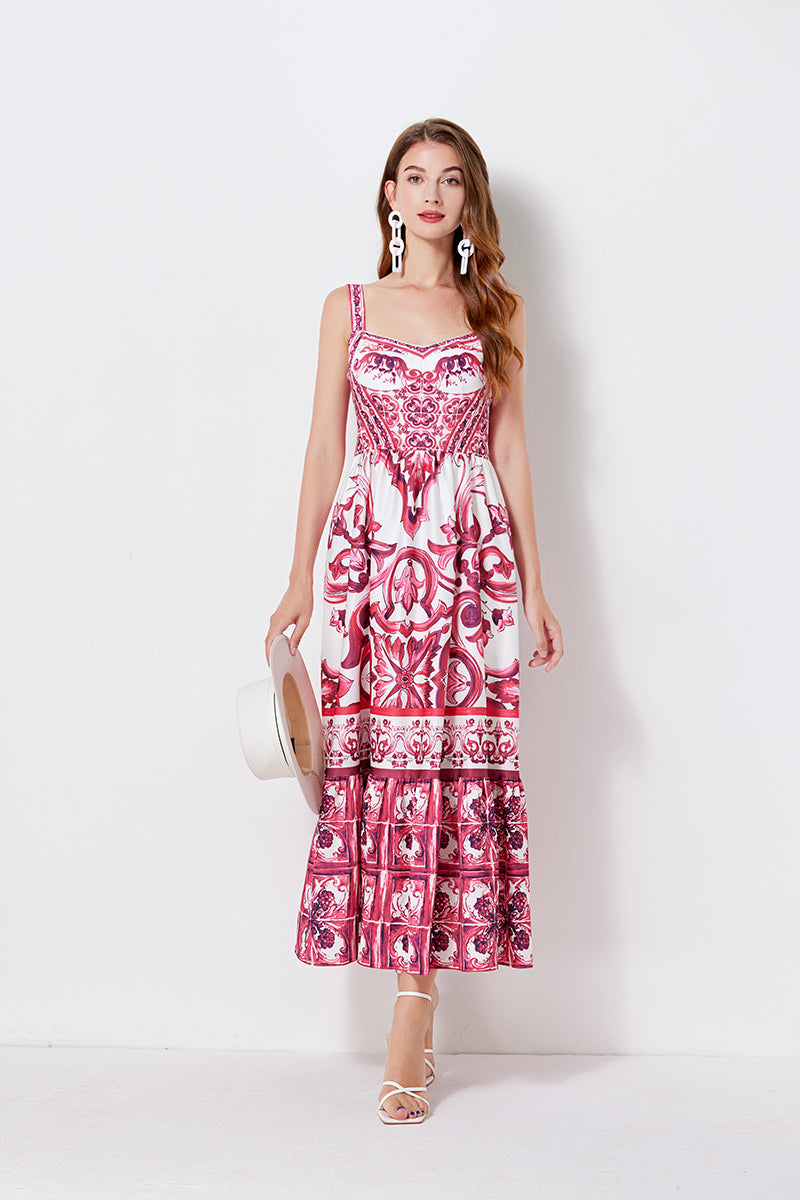 Women's 's Printed Halter A-Line Dress