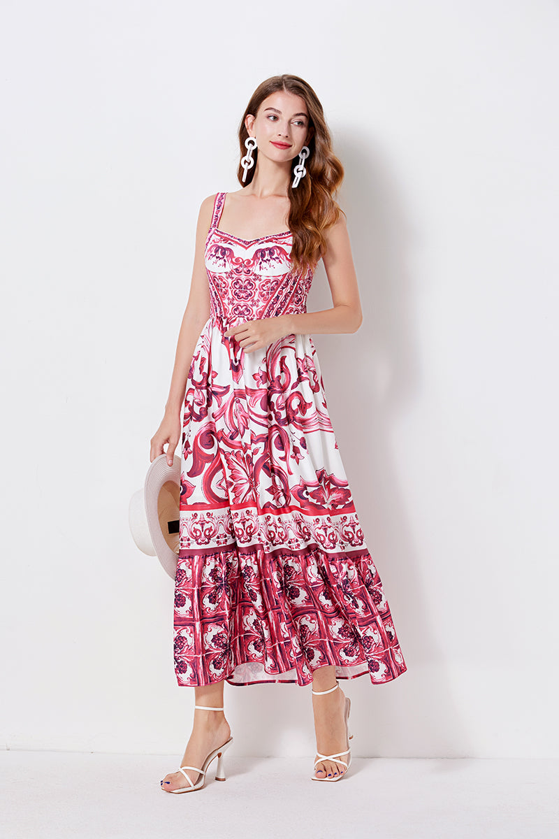 Women's 's Printed Halter A-Line Dress