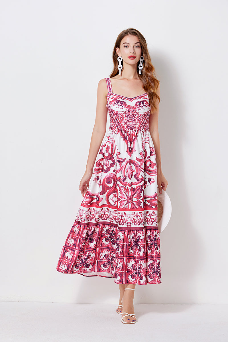 Women's 's Printed Halter A-Line Dress