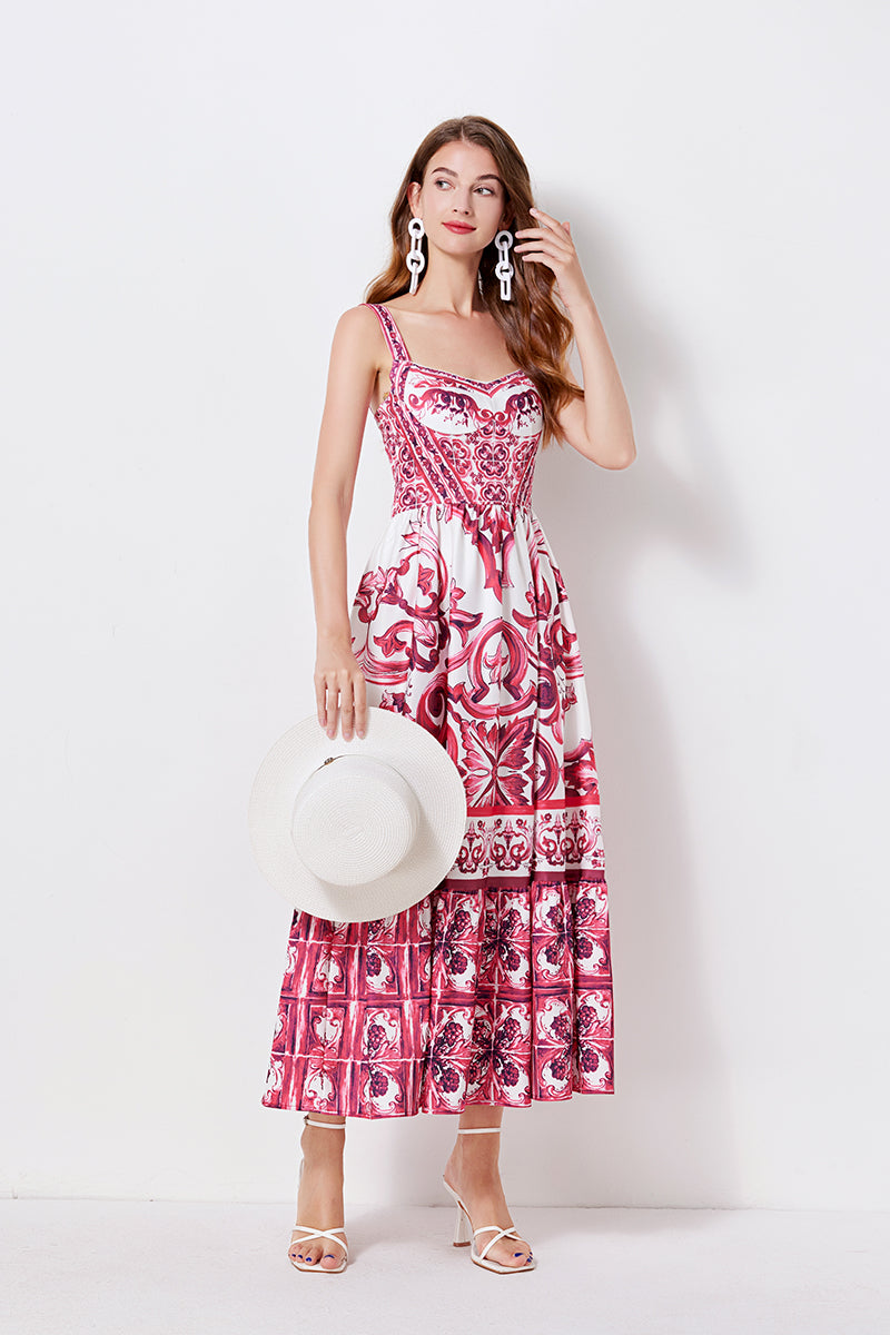 Women's 's Printed Halter A-Line Dress