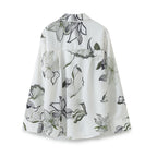 Women’s Floral Satin Collared Shirt