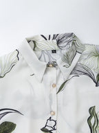 Women’s Floral Satin Collared Shirt