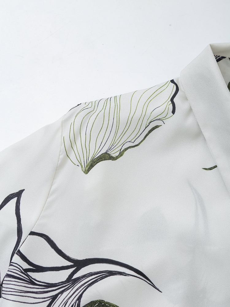 Women’s Floral Satin Collared Shirt