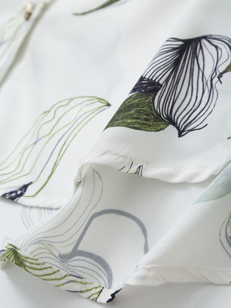 Women’s Floral Satin Collared Shirt