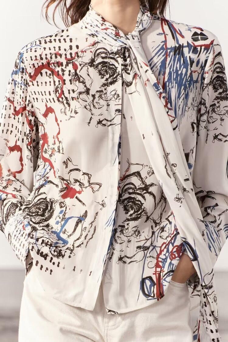 Women’s Bow Print Long Sleeve Shirt