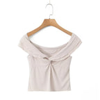 Summer Women Clothing off Shoulder Short Slim T shirt Top