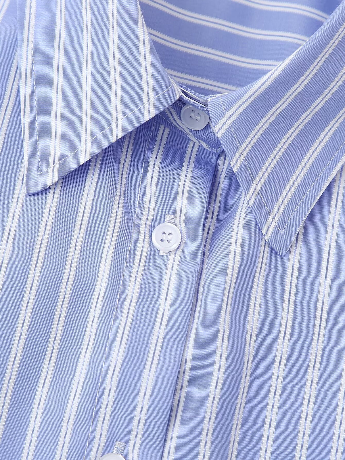 Women's Embroidered Floral Decorative Striped Shirt