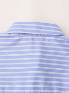Women's Embroidered Floral Decorative Striped Shirt
