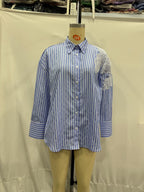 Women's Embroidered Floral Decorative Striped Shirt
