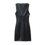 Sleeveless Faux-Leather Bodycon Mini Dress