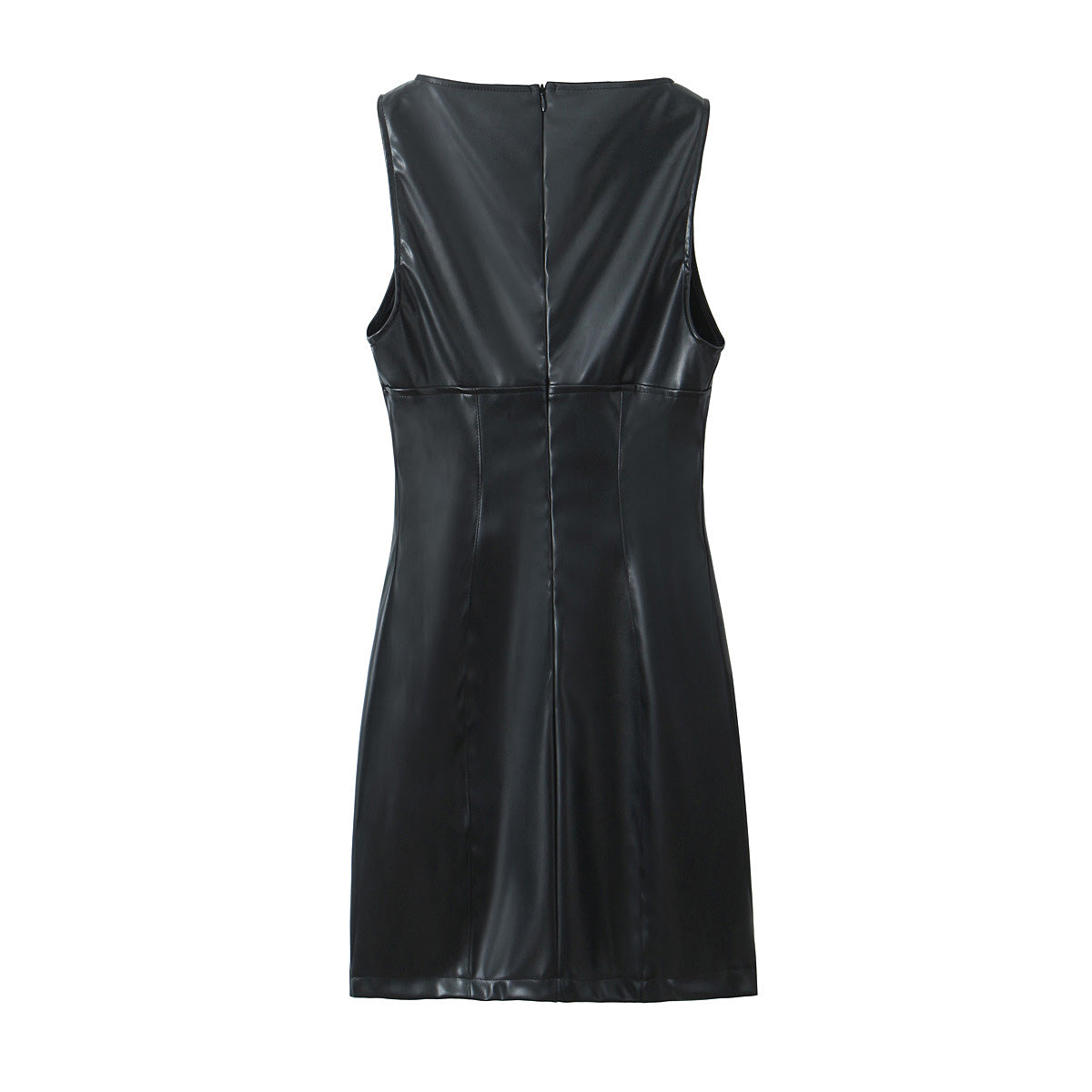 Sleeveless Faux-Leather Bodycon Mini Dress