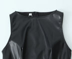 Sleeveless Faux-Leather Bodycon Mini Dress