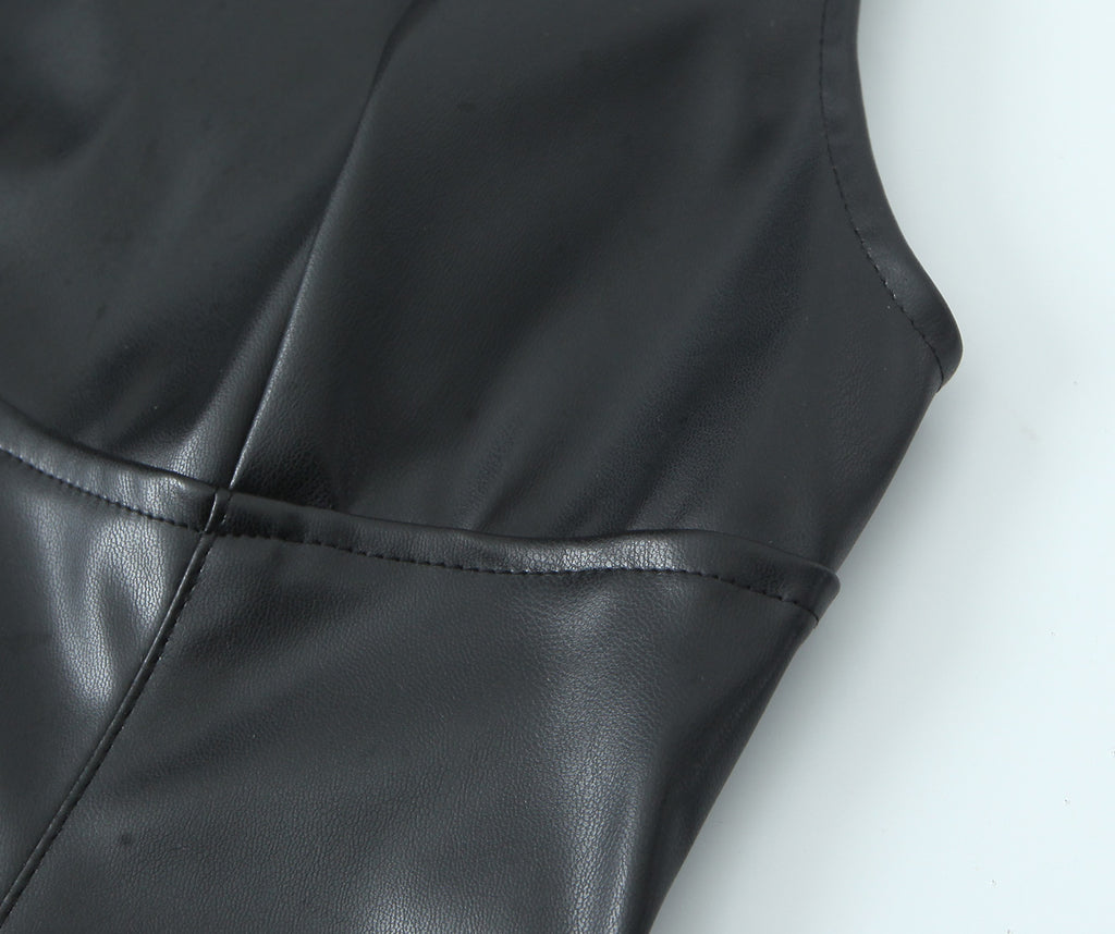 Sleeveless Faux-Leather Bodycon Mini Dress