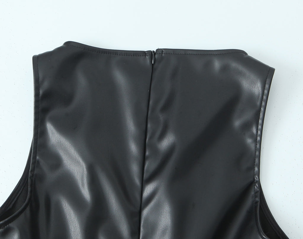 Sleeveless Faux-Leather Bodycon Mini Dress