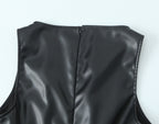 Sleeveless Faux-Leather Bodycon Mini Dress