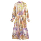 Spring Fashionable Printed Silk Satin Textured Dress