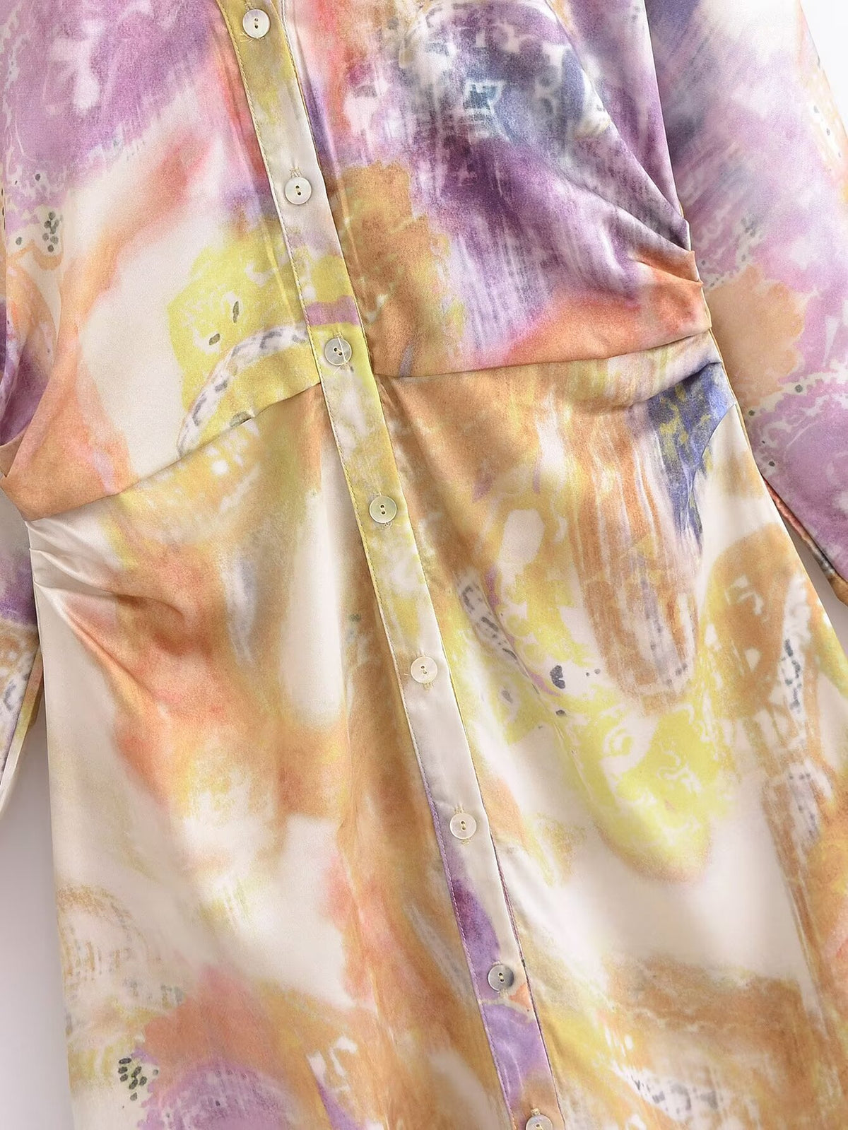 Spring Fashionable Printed Silk Satin Textured Dress