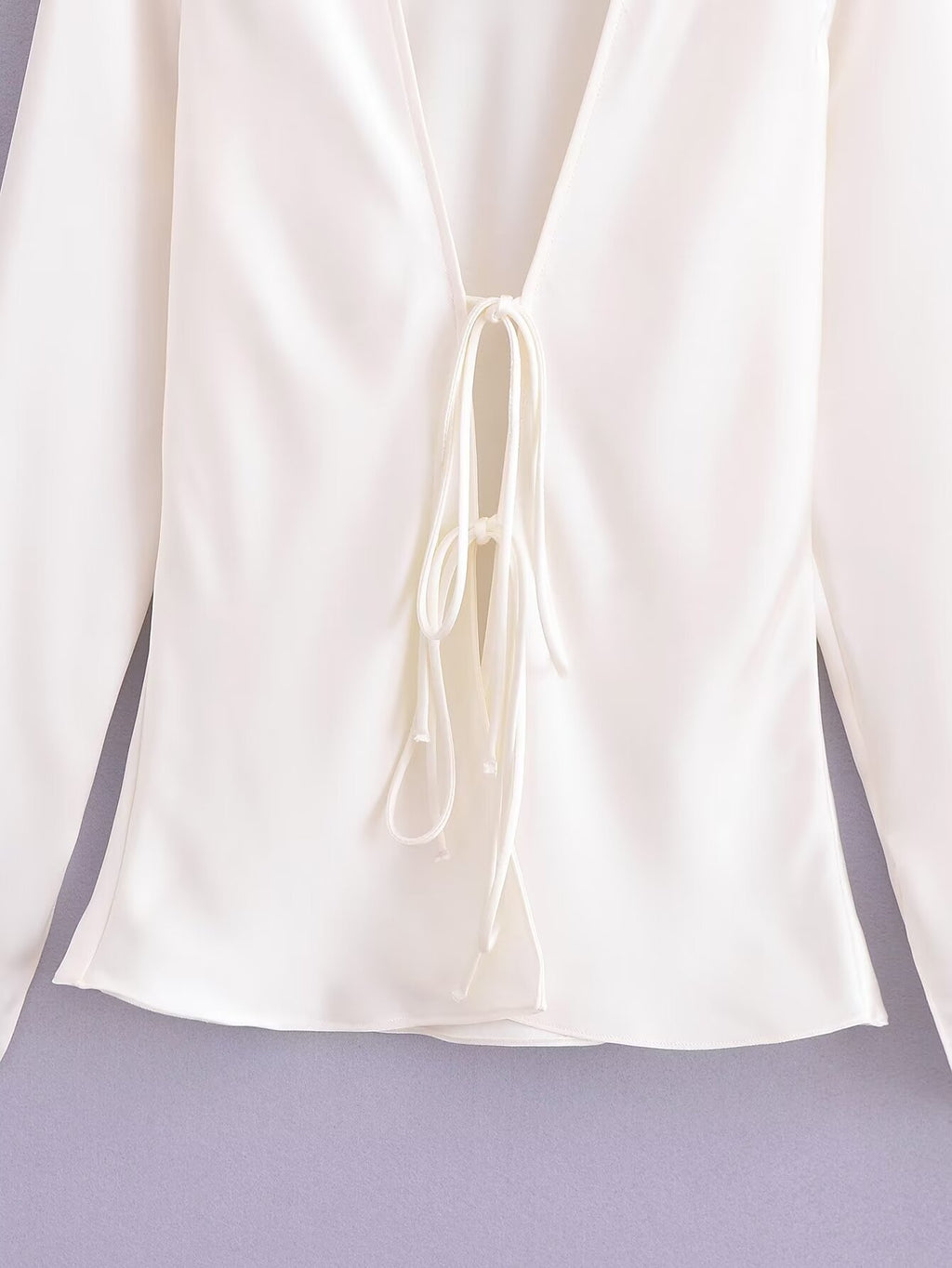 Women's Winter Women Clothing Bowknot Silk Satin Textured Shirt