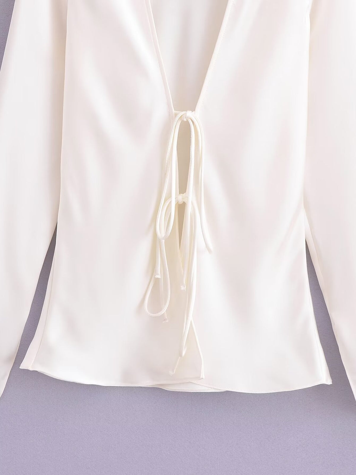Women's Winter Women Clothing Bowknot Silk Satin Textured Shirt