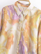 Women's Printed Silk Satin Textured Shirt