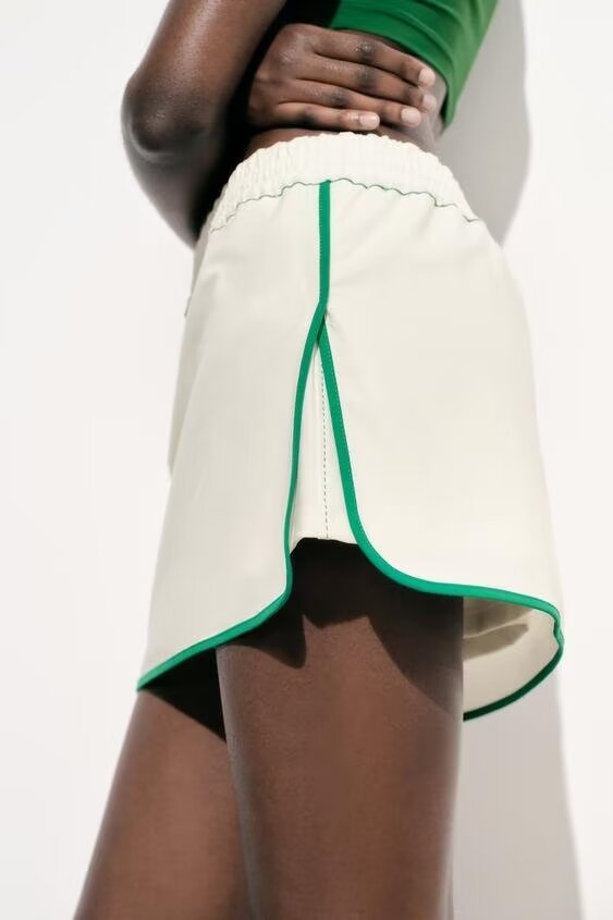 Bm Wind Waist Drawstring With Contrast Color Summer Skirt