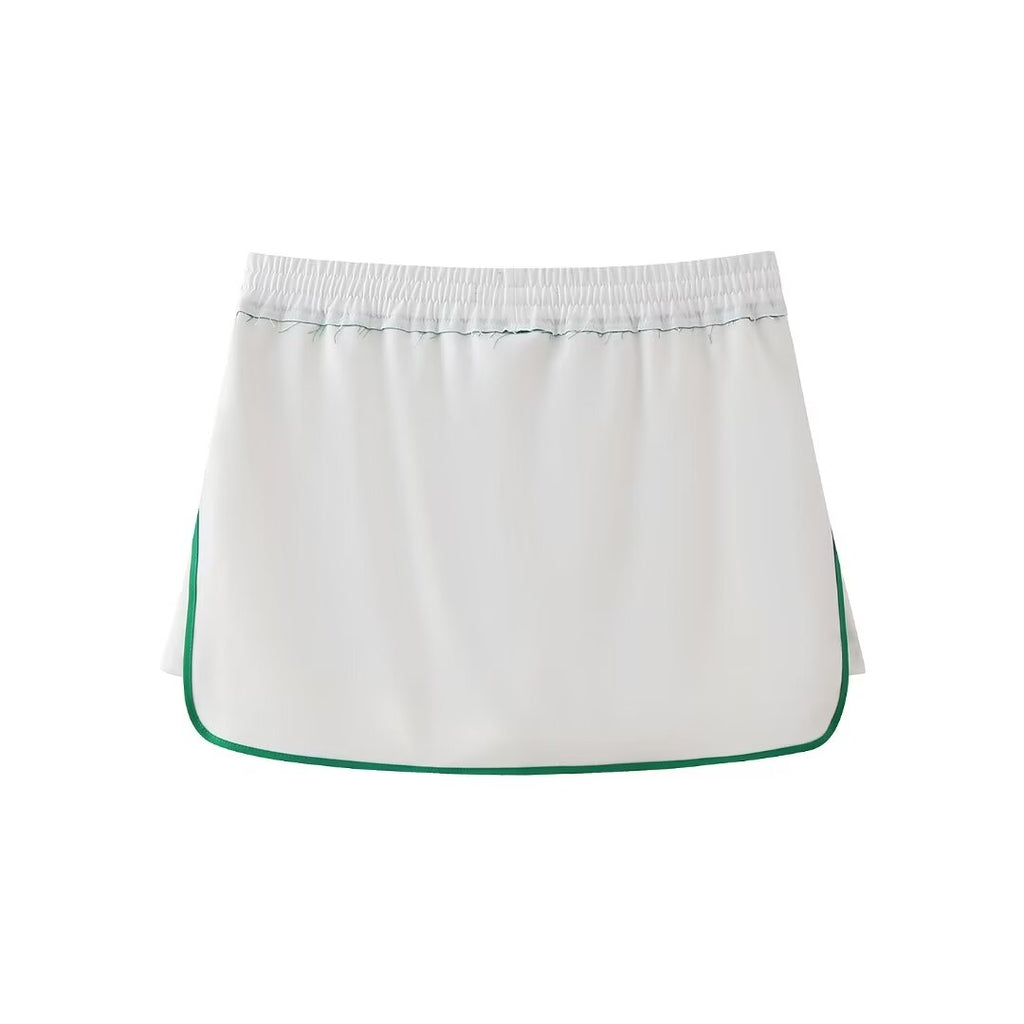 Bm Wind Waist Drawstring With Contrast Color Summer Skirt