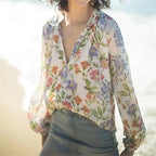 Women's Chiffon Printed Long Sleeved Shirt