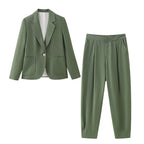 Spring Clothing Double Button Casual Pleated Pants Sets