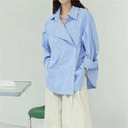 Women’s French Striped Cotton Collared Shirt