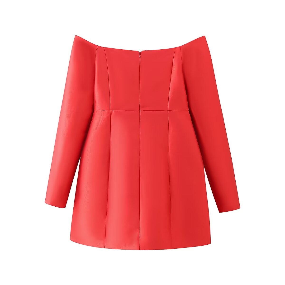 Red Off-Shoulder Long Sleeve Mini Dress