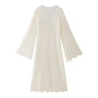 Spring Women Clothing Lace Embroidery Slim Fit Maxi Dress Women