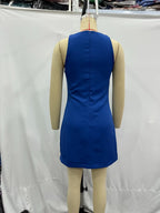 Blue Cross-Back A-Line Mini Dress