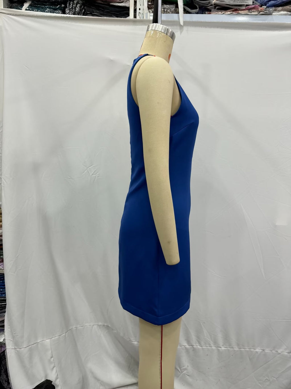 Blue Cross-Back A-Line Mini Dress