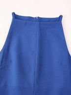 Blue Cross-Back A-Line Mini Dress