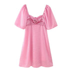 Pink V-Neck A-Line Mini Dress