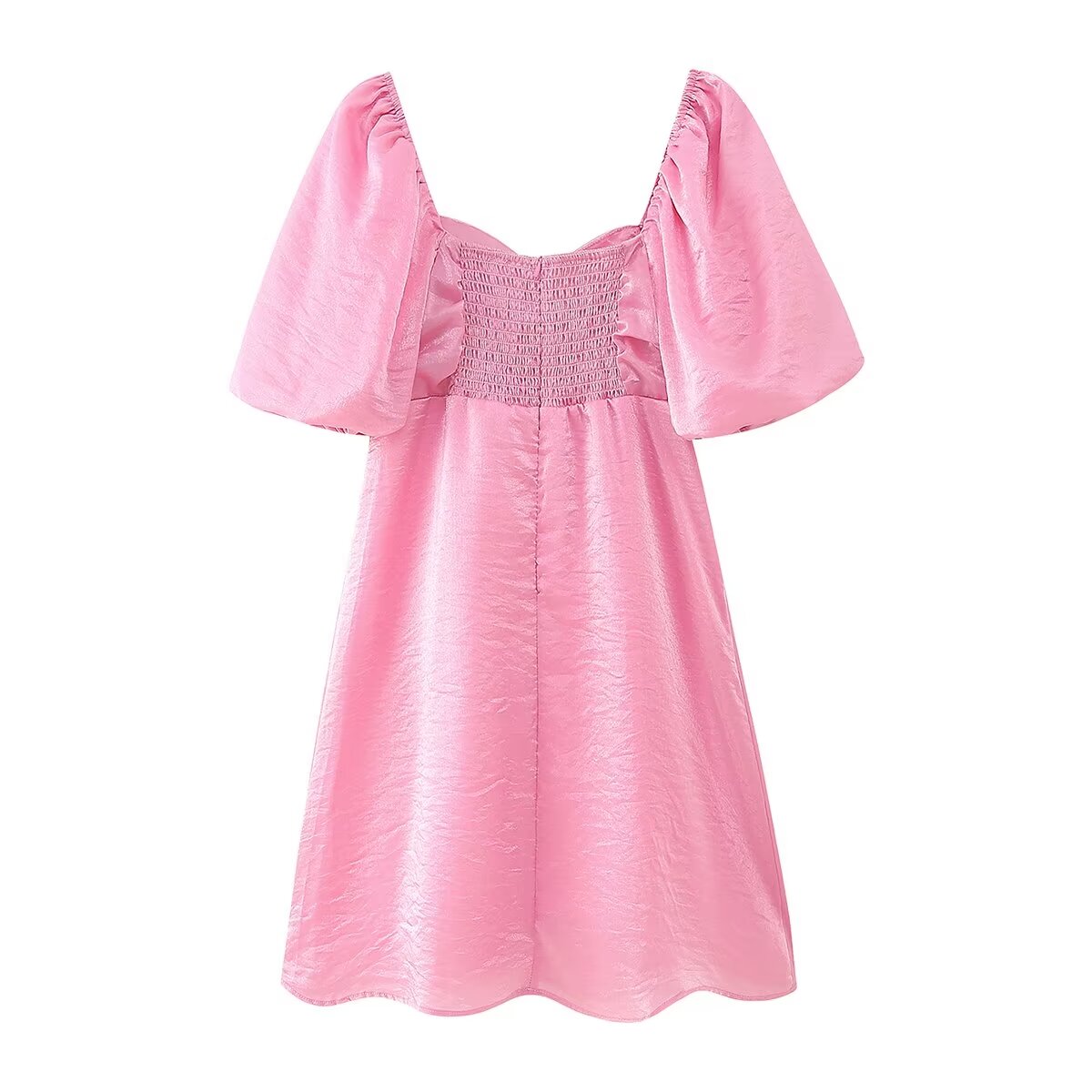 Pink V-Neck A-Line Mini Dress