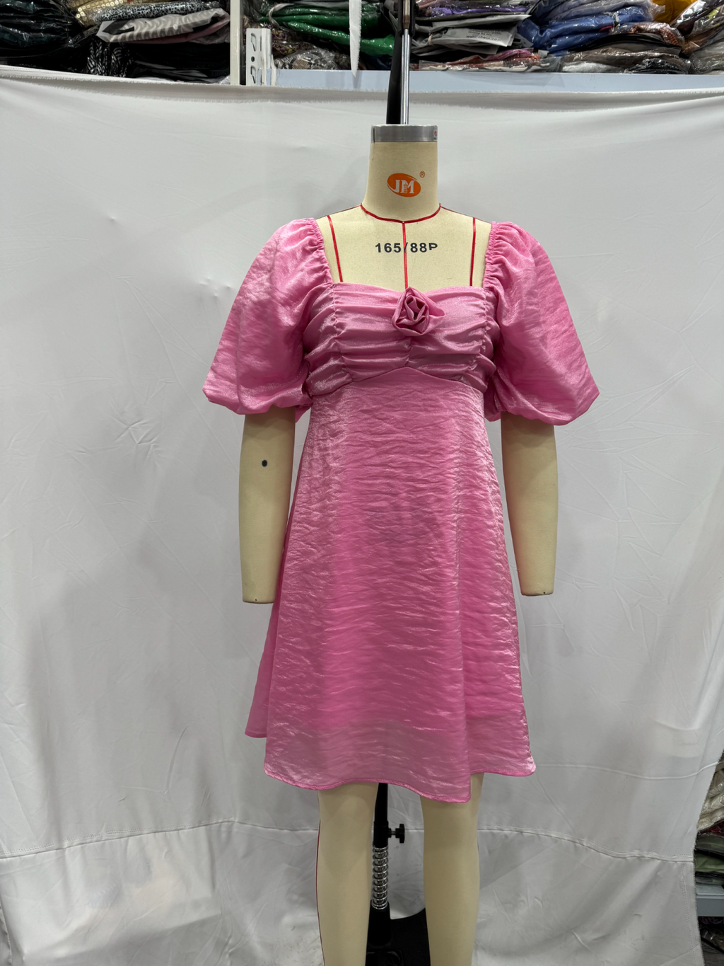 Pink V-Neck A-Line Mini Dress