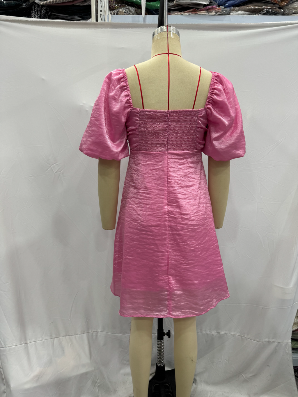 Pink V-Neck A-Line Mini Dress
