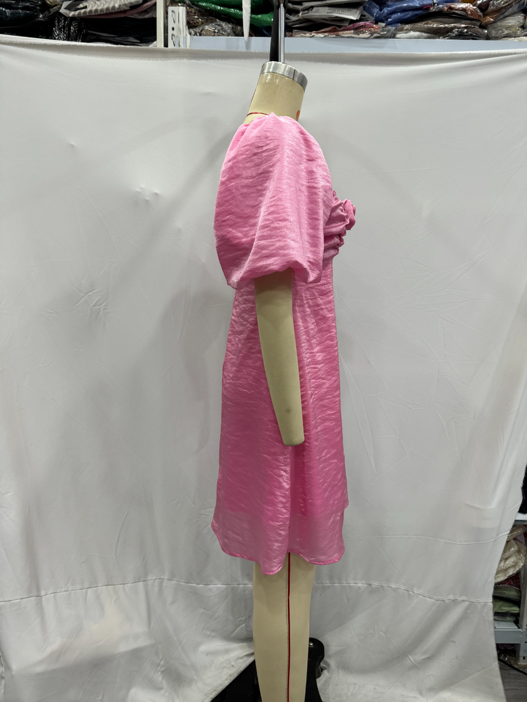 Pink V-Neck A-Line Mini Dress