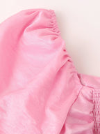 Pink V-Neck A-Line Mini Dress
