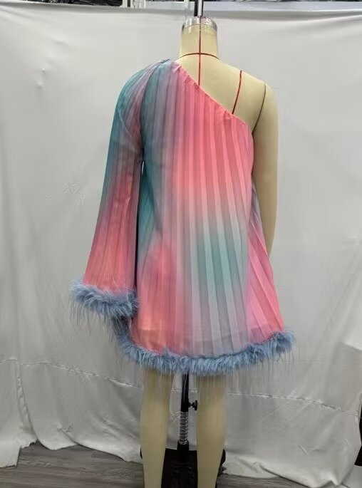 Velvet Asymmetric Long Sleeve Mini Dress