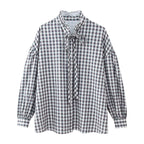 Women's Shirt Thousand Birds Black White Plaid Bell Sleeve Shirt