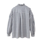 Women's Shirt Thousand Birds Black White Plaid Bell Sleeve Shirt