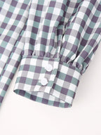 Women's Shirt Thousand Birds Black White Plaid Bell Sleeve Shirt
