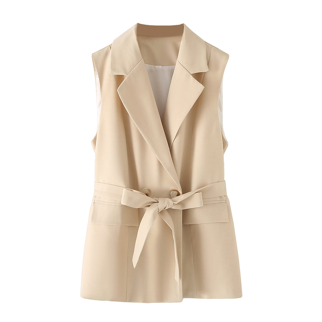 Spring Solid Color Vest Trousers Suit