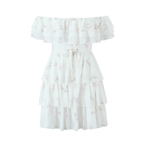 Summer Full Body Lace Embroidered High Waist Three Dimensional Sweet Pleated Dress
