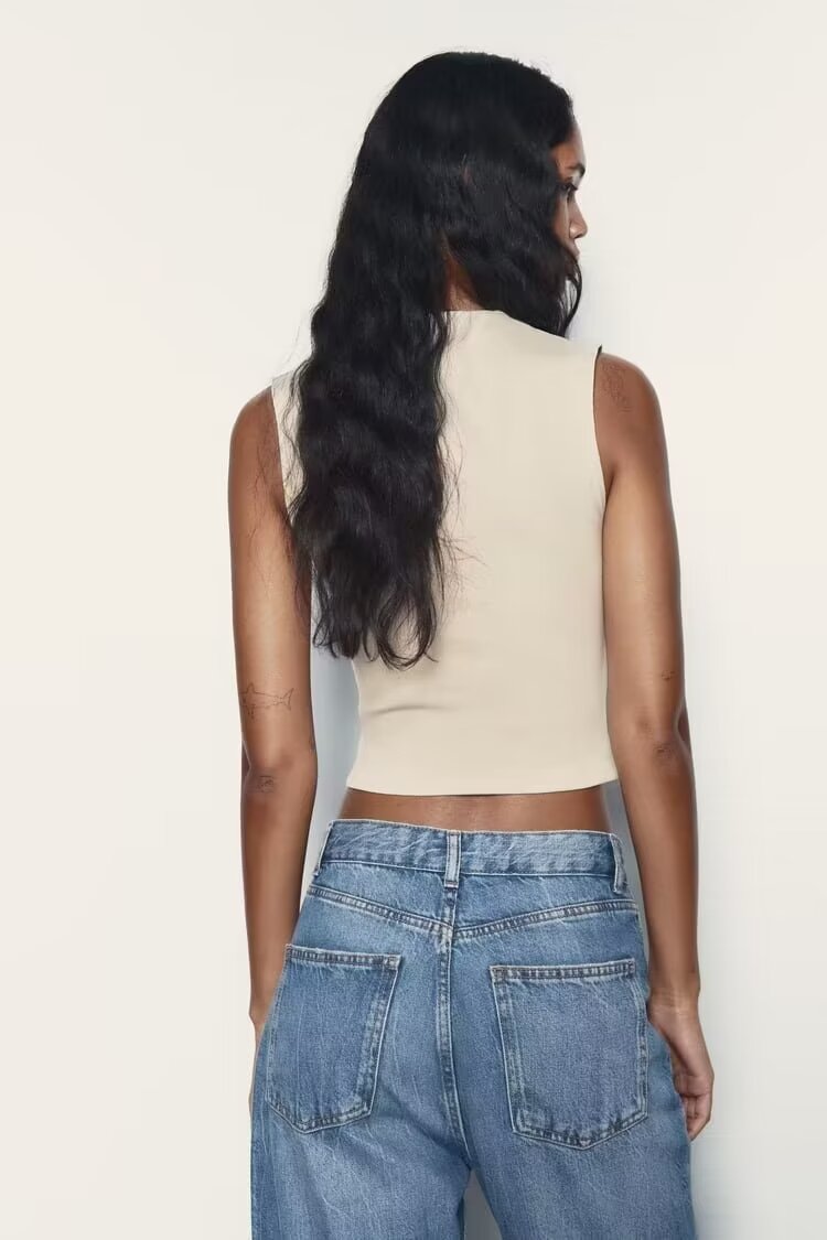 Slim Half Turtleneck Sleeveless Vest Top