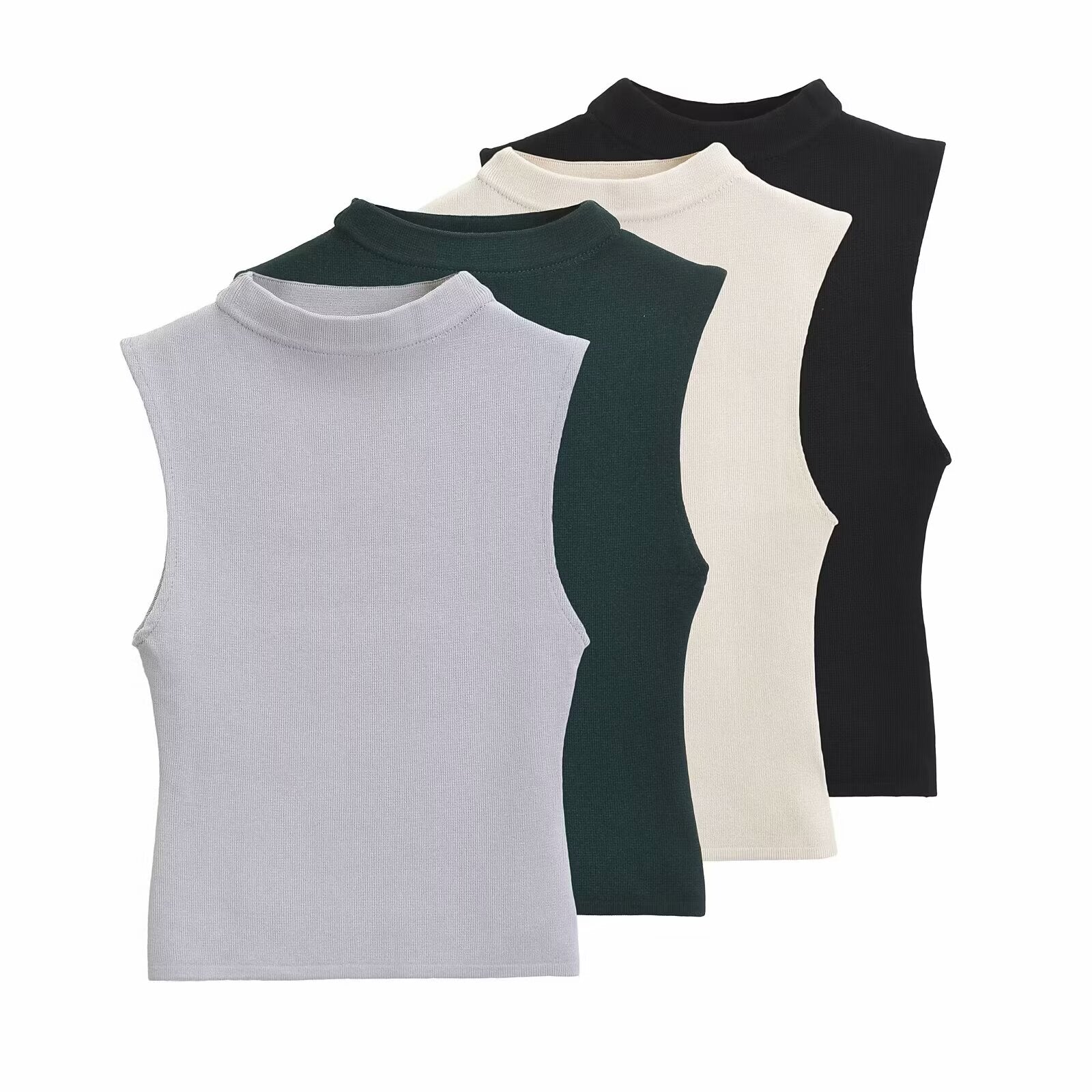 Slim Half Turtleneck Sleeveless Vest Top