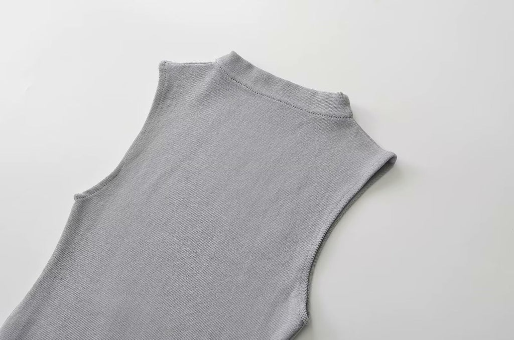 Slim Half Turtleneck Sleeveless Vest Top